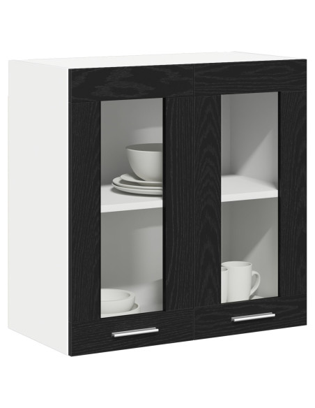 Cabinetto in vetro appeso  in rovere nero - 60x31x60 cm