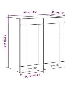 Armadio pensile Rovere Nero 60 x 31 x 60 cm Legno multistrato