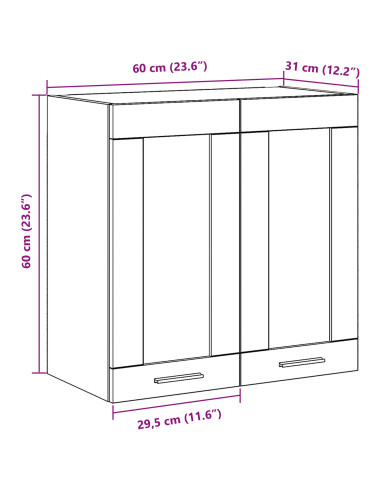 Armadio pensile Rovere Nero 60 x 31 x 60 cm Legno multistrato
