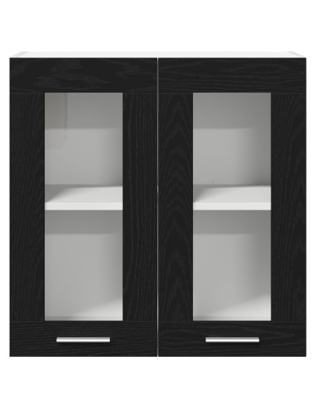 Cabinetto in vetro appeso  in rovere nero - 60x31x60 cm
