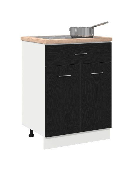 Mobile Inferiore in Rovere Nero - 60x46x81,5 cm Realizzato in Legno Ingegnerizzato