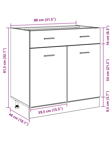 Armadio pensile Rovere Nero 80 x 31 x 81,5 cm Legno multistrato