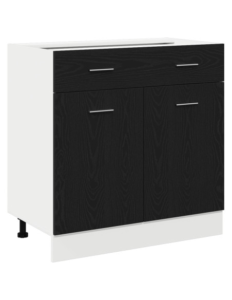 Armadio  con cassetto in rovere nero, 80x46x81,5 cm, realizzato in legno ingegnerizzato