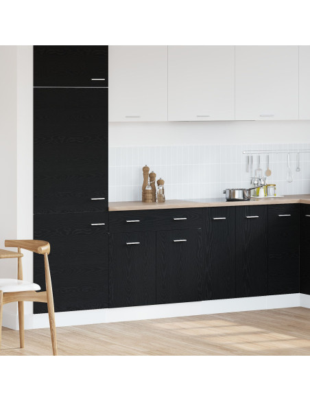 Armadio  con cassetto in rovere nero, 80x46x81,5 cm, realizzato in legno ingegnerizzato