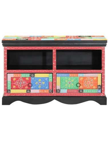 Mobile TV Multicolore 80 x 35 x 50 cm Legno di mango massello
