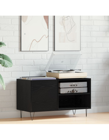 Mobile porta vinili con lo scaffale Rovere Nero 85 x 38 x 48 cm