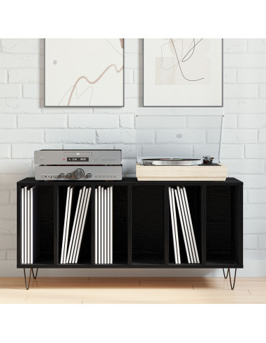 Mobile porta vinili Rovere Nero 100 x 38 x 48 cm