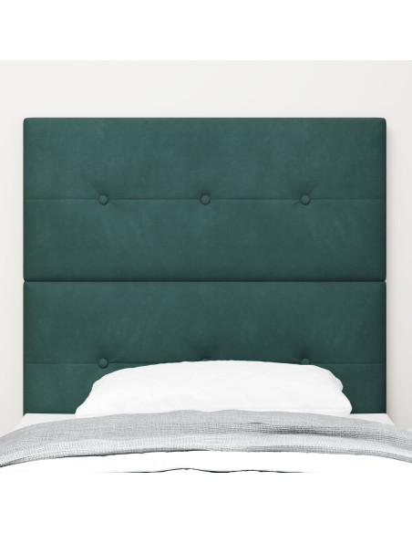testiera  con bottoni, verde scuro, 80 cm, velluto