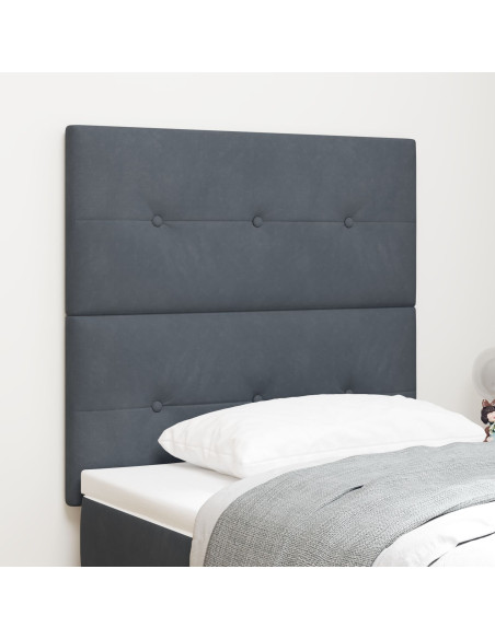 Testiera  Bottoni Imbottiti Grigio Scuro 90 cm Velluto