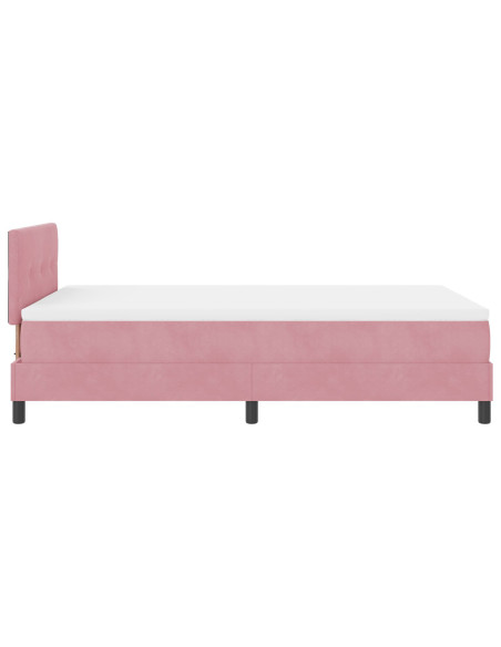 Letto a pediera  con materasso Rosa 120x200 cm Velluto