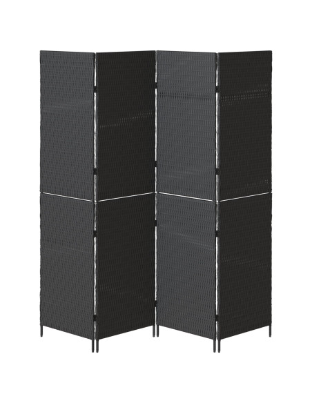 Pannello Separatore 4 Pannelli Pieghevole Nero 195x180 cm Polirattan