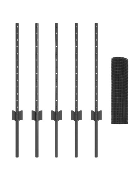 Recinto in Filo Saldato  con 5 Pali a U Grigio 0.6x10 m Acciaio