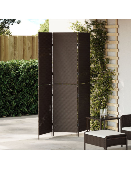 Divisore per stanze  3 pannelli pieghevoli marrone 146x180 cm in polirattan