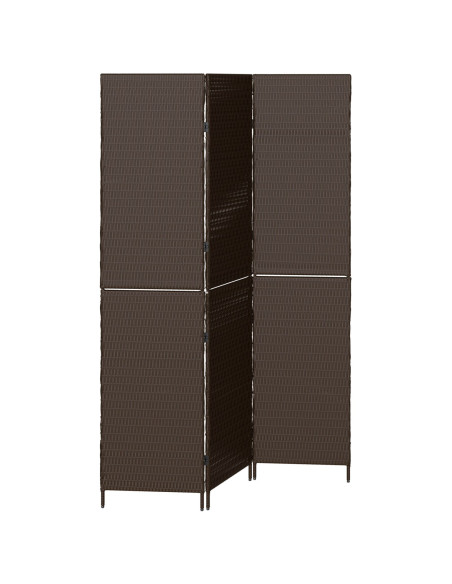 Divisore per stanze  3 pannelli pieghevoli marrone 146x180 cm in polirattan