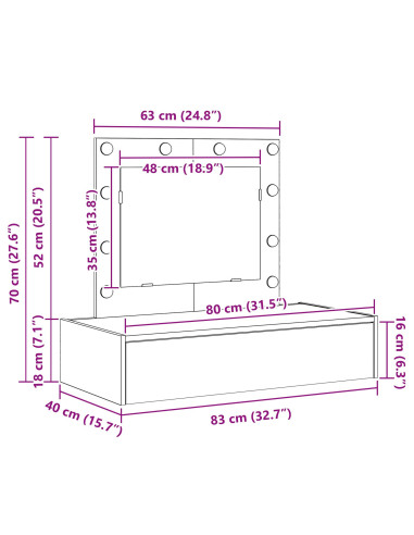 Tavolo da Trucco Marrone 83 x 40 x 70 cm Legno multistrato
