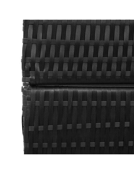 Divisorio per stanze 3 pannelli pieghevole nero 146x180 cm in polyrattan