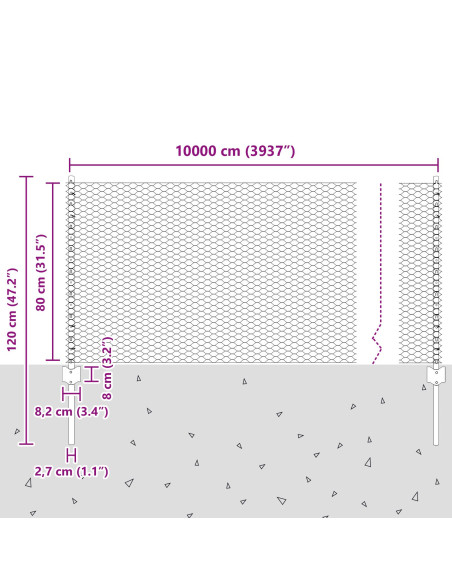 Palizzate 11 pezzi U-Channel Verde 80 cm Acciaio,  Recinzione Esagonale Verde 0,8x100 m Acciaio