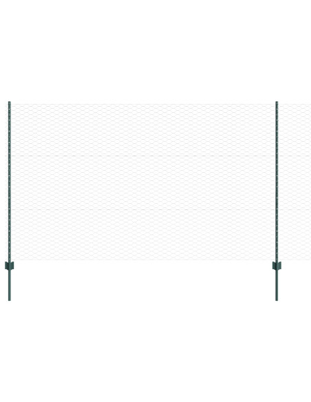 Posti per Recinzione  11 pcs U-Channel Verde 140 cm Acciaio, Recinzione Esagonale  Verde 1,4x100 m Acciaio