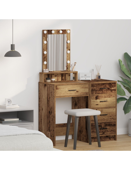 Toletta  con luci LED Legno Vecchio 50x41x140 cm