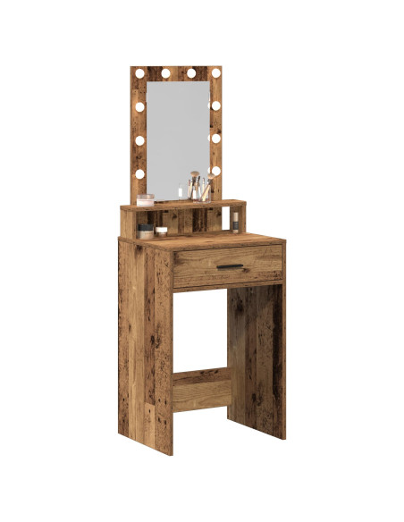 Toletta  con luci LED Legno Vecchio 50x41x140 cm