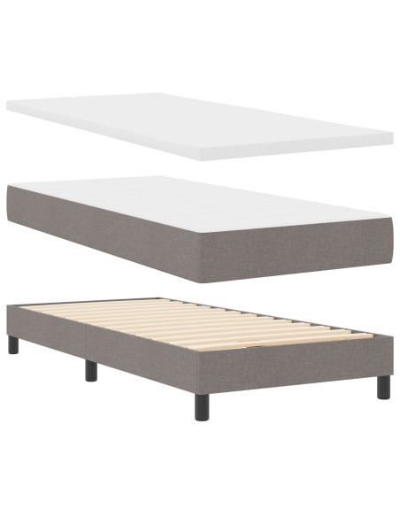 Letto Box Spring con Materasso in Tortora 90x190 cm Tessuto