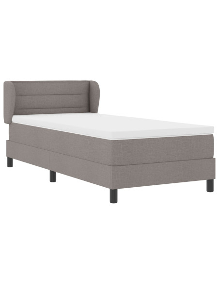 Letto Box Spring con Materasso in Tortora 90x190 cm Tessuto