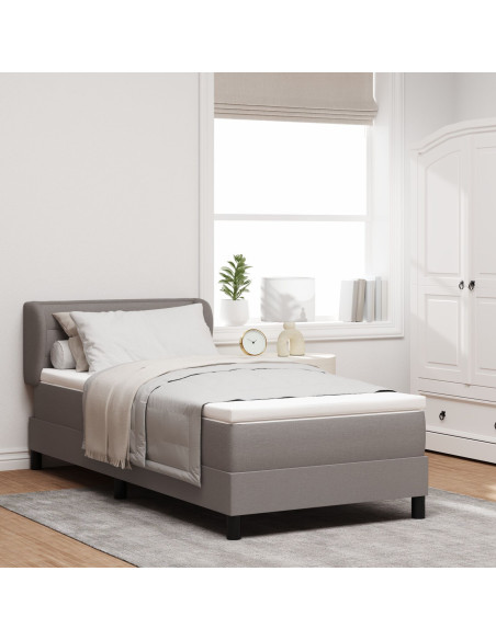 Letto Box Spring con Materasso in Tortora 90x190 cm Tessuto