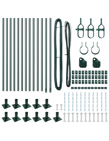 Set di pali per recinzione  Set di 13 Verde Metallo, Cemento
