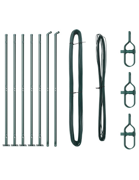 Set di pali per recinzione  con piastre di base Set di 14 Verde