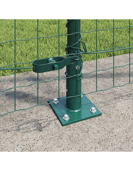 Set di Pali per Recinzione  con Piastre di Base Set di 26 Verde