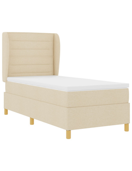 Letto a Molle con Materasso  Crema 90x190 cm Tessuto
