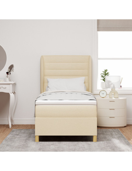 Letto a Molle con Materasso  Crema 90x190 cm Tessuto