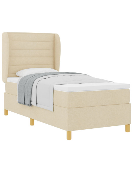 Letto a Molle con Materasso  Crema 90x190 cm Tessuto