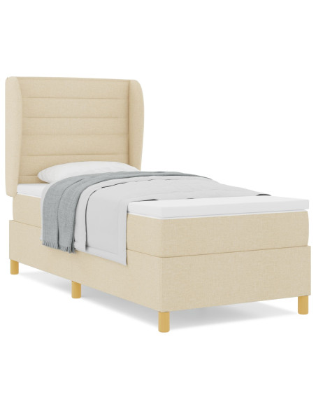 Letto a Molle con Materasso  Crema 90x190 cm Tessuto
