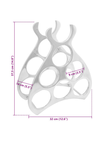 Rack per vino  Argento 32x14x37,5 cm Alluminio