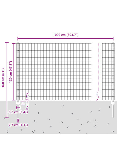 Recinzione con Posto Verde 1,2 x 10 m Acciaio
