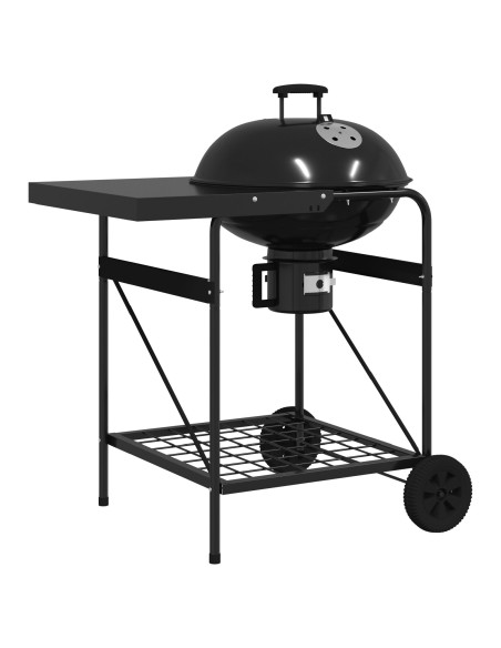 Carrello Barbecue a Carbone  con Coperchio Nero 96x72x113 cm in Metallo