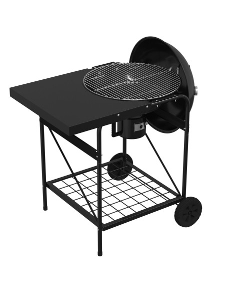 Carrello Barbecue a Carbone  con Coperchio Nero 96x72x113 cm in Metallo