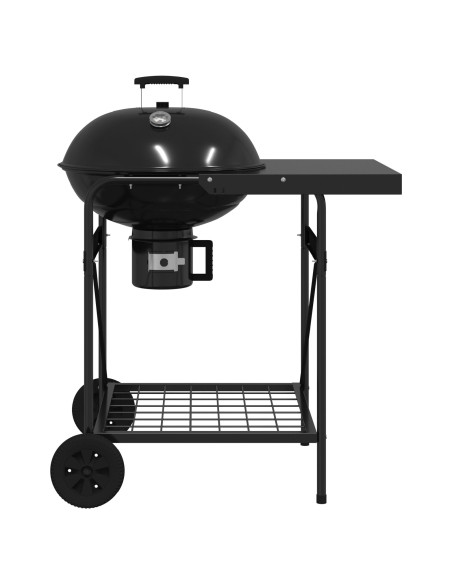 Carrello Barbecue a Carbone  con Coperchio Nero 96x72x113 cm in Metallo
