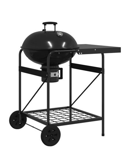 Carrello Barbecue a Carbone  con Coperchio Nero 96x72x113 cm in Metallo