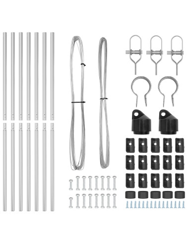 Palo della recinzione 7 pcs Argento Acciaio
