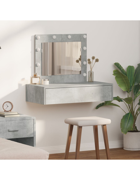 Tavolo da trucco da appendere con luci LED Grigio cemento