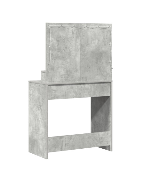 Tavolo da trucco  con luci LED grigio cemento 79x41x135 cm