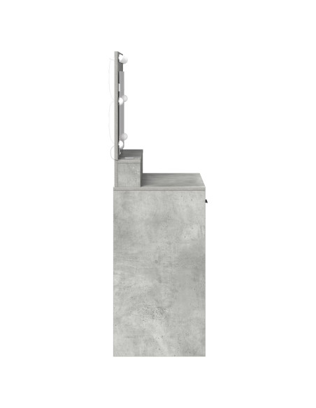 Tavolo da trucco  con luci LED grigio cemento 79x41x135 cm