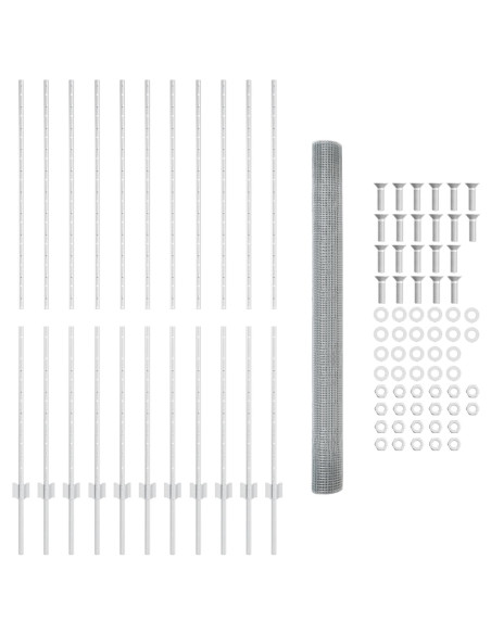 Recinzione in Rete Saldata  con 22 Post U Argento 1,5x25 m Acciaio