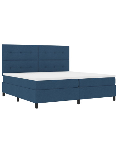 Letto a molle con materasso con led Blu 200 x 200 cm Tessuto