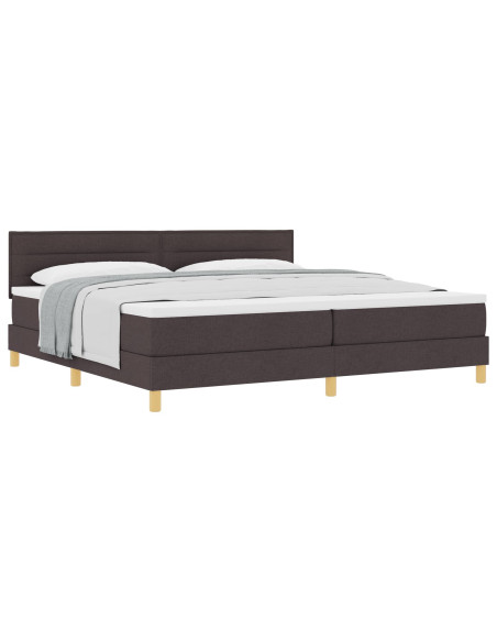 Letto con Box Spring e Materasso Marrone Scuro 200x200 cm Tessuto