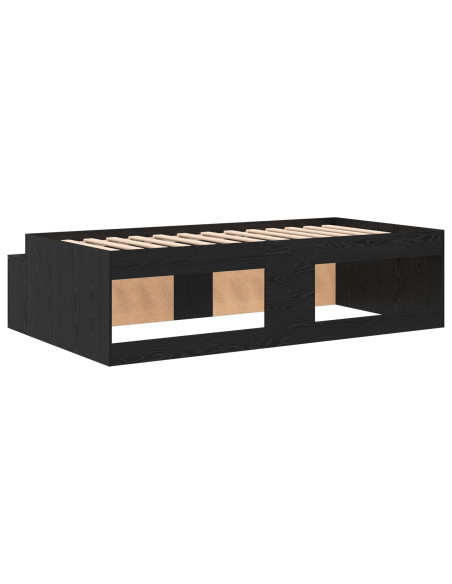 Letto con contenitore Rovere Nero 75x190 cm