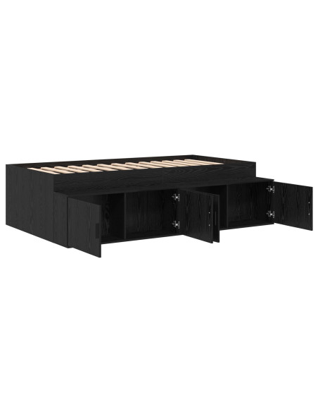Letto con contenitore Rovere Nero 75x190 cm