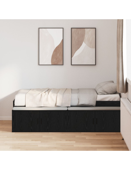 Letto con contenitore Rovere Nero 75x190 cm